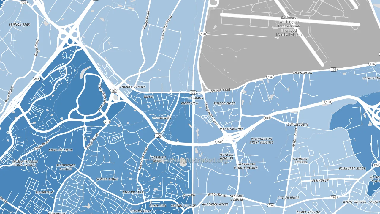 21077, MD block-group political-lean map