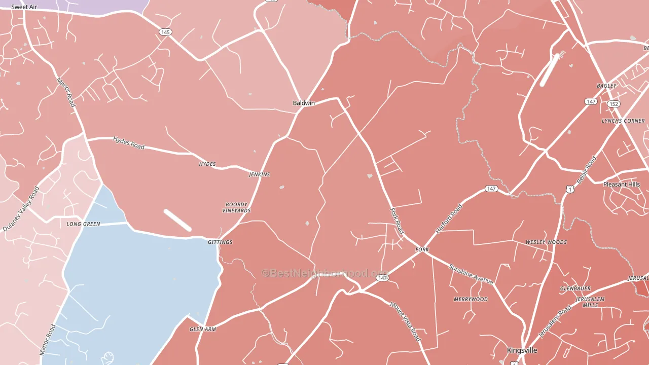 21082, MD block-group political-lean map
