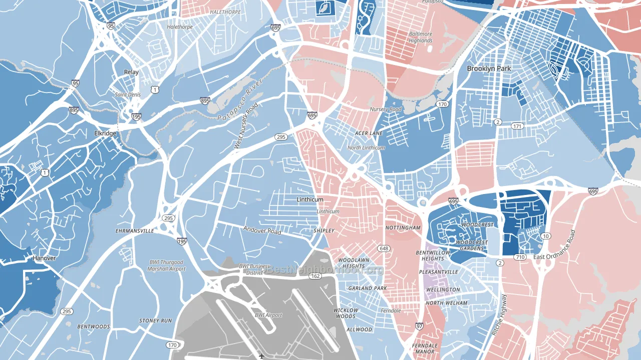 21090, MD block-group political-lean map