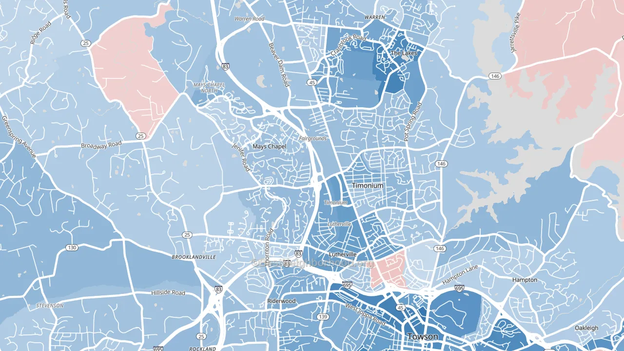 21093, MD block-group political-lean map
