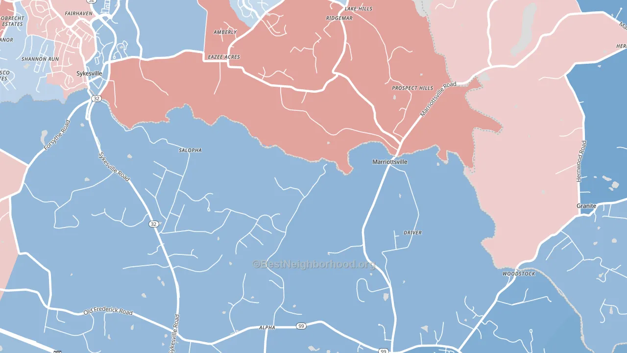 21104, MD block-group political-lean map