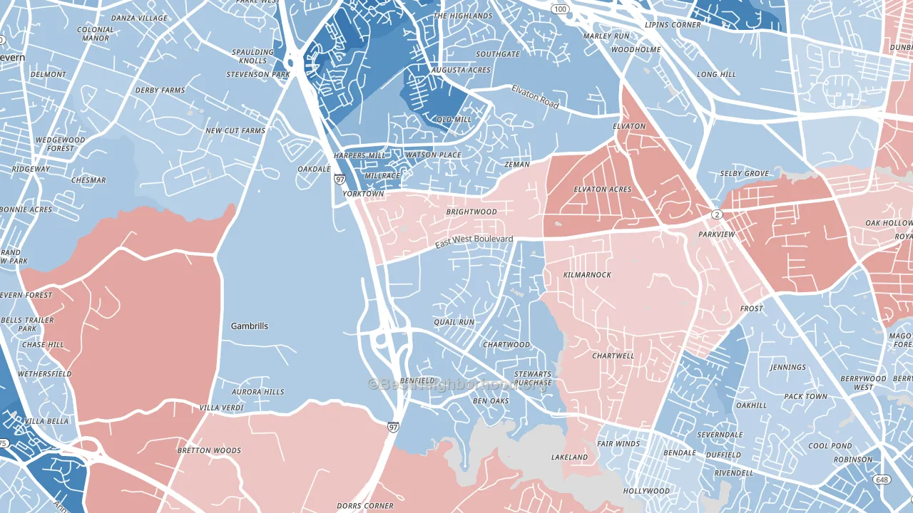 21108, MD block-group political-lean map