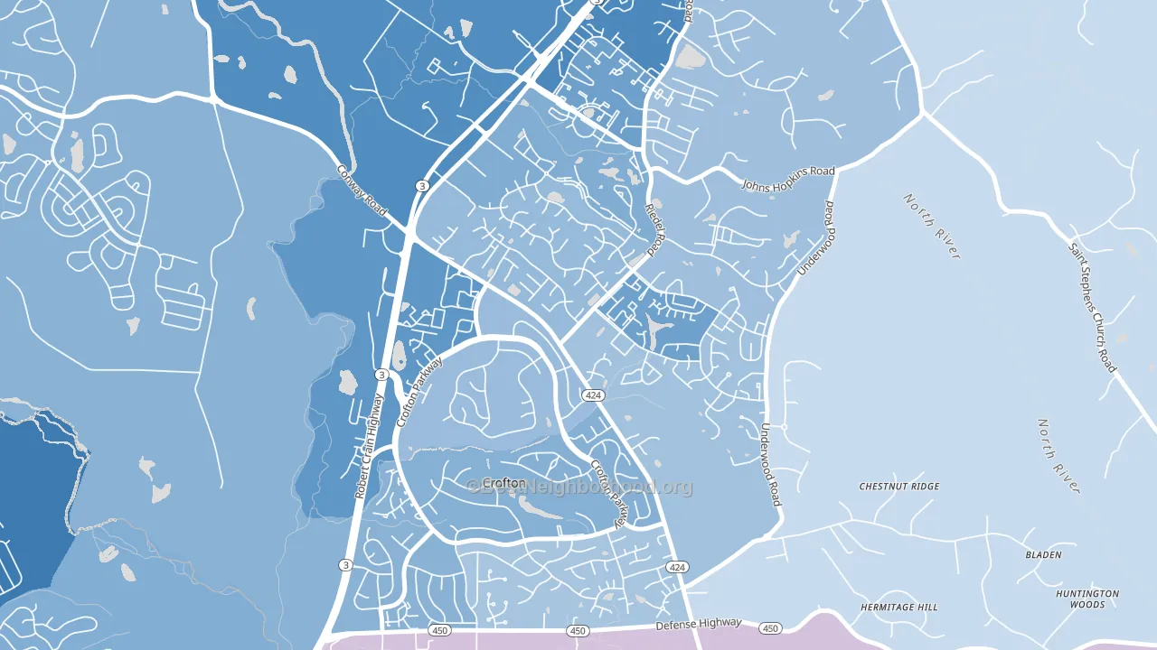 21114, MD block-group political-lean map