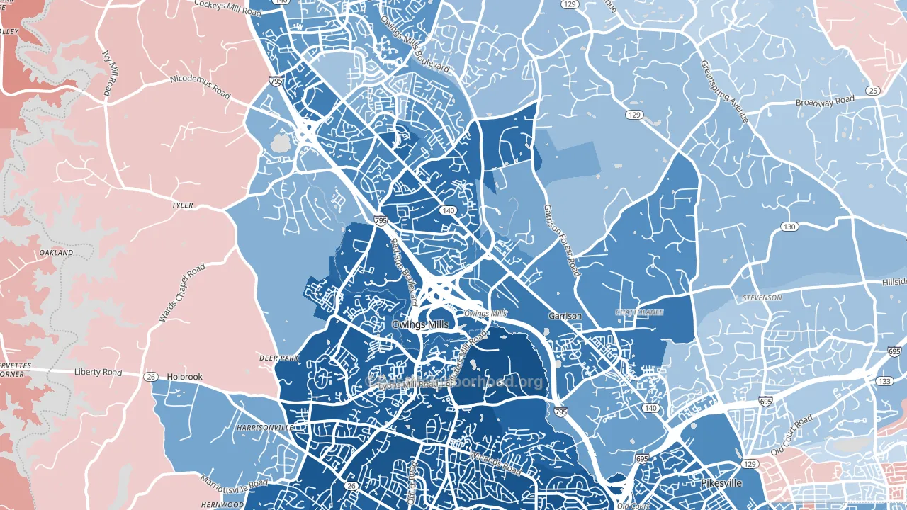 21117, MD block-group political-lean map