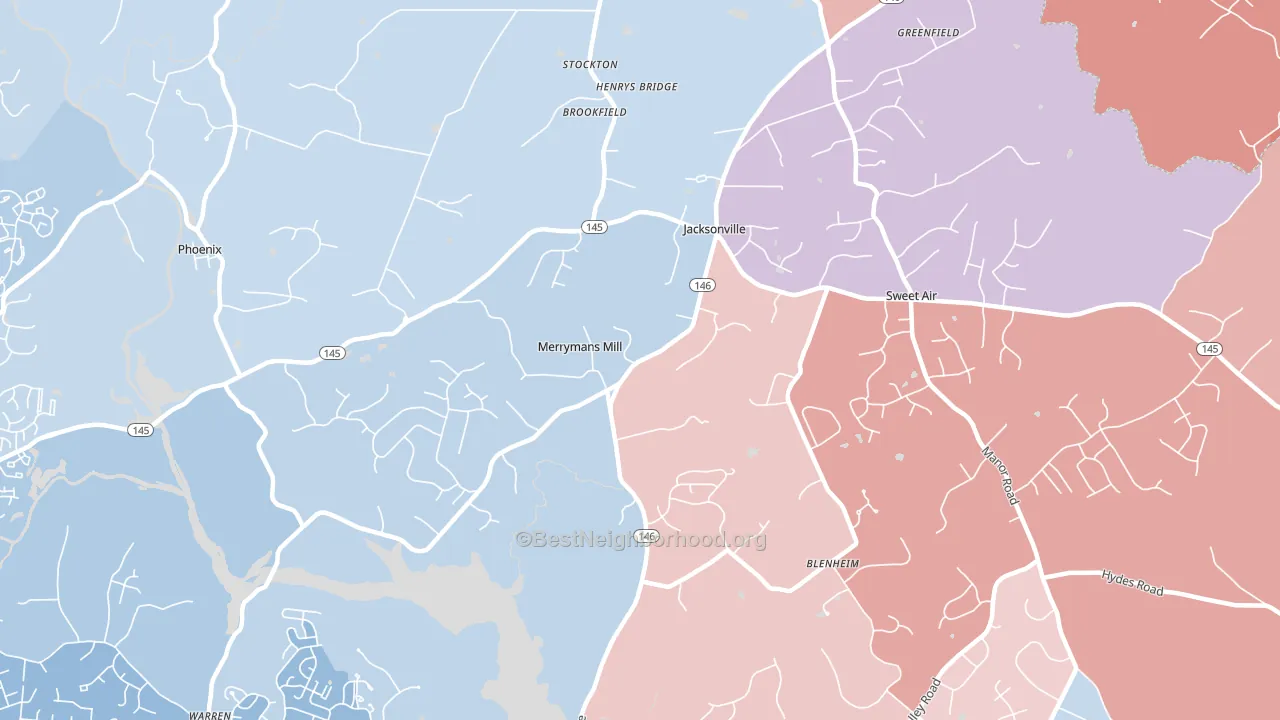 21131, MD block-group political-lean map