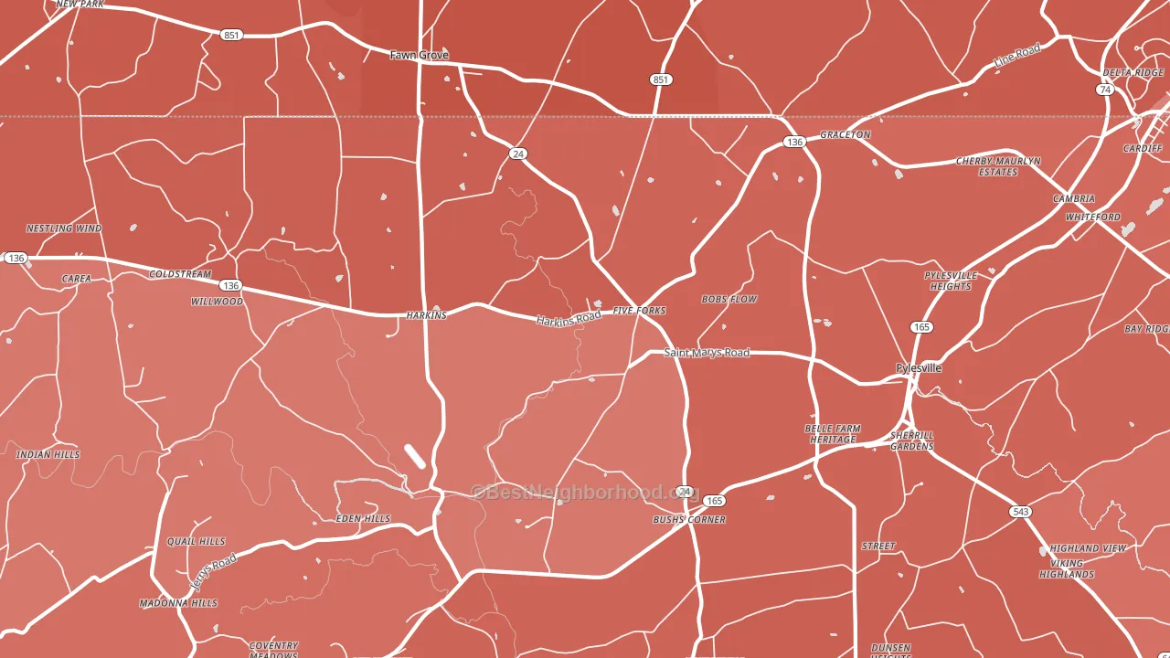 21132, MD block-group political-lean map