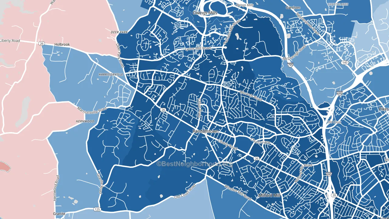 21133, MD block-group political-lean map