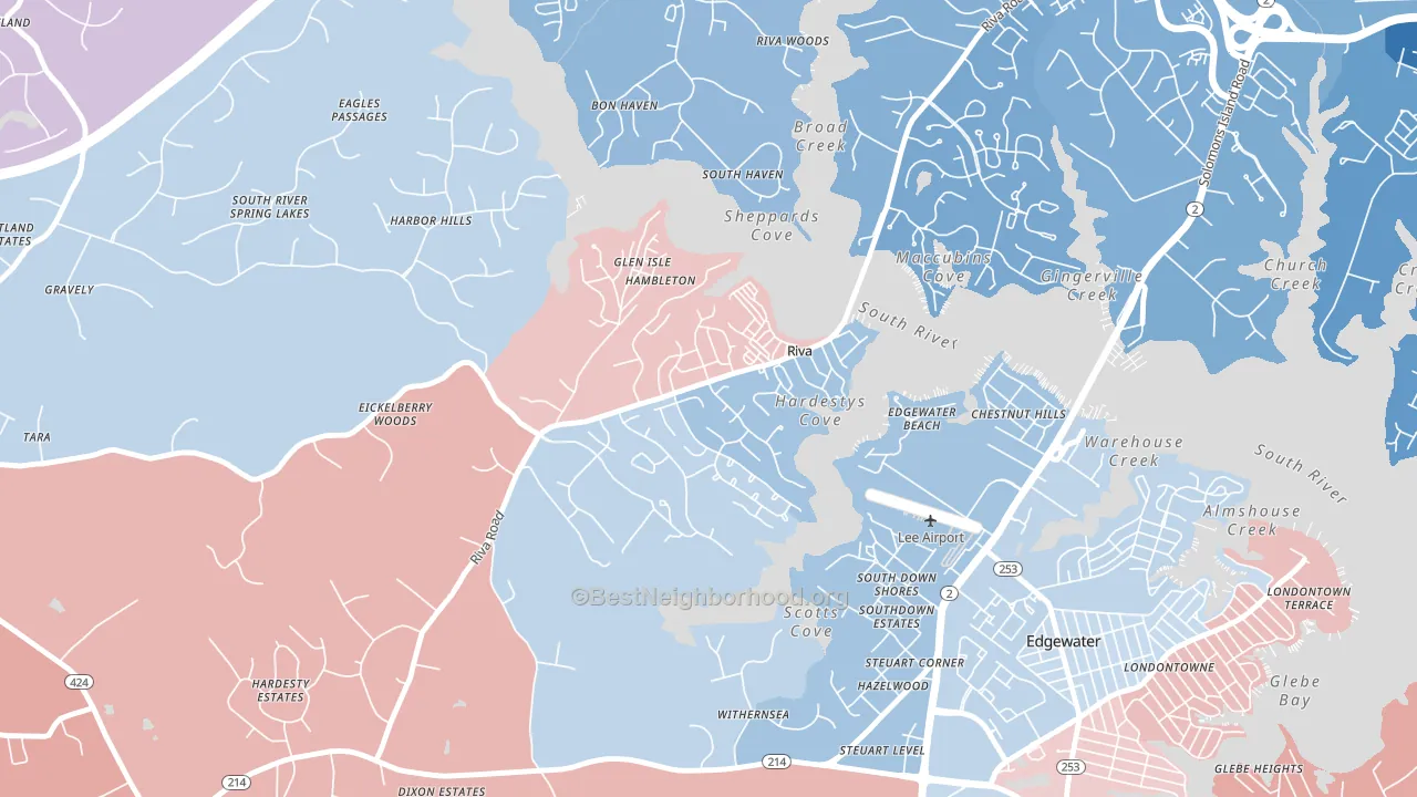 21140, MD block-group political-lean map