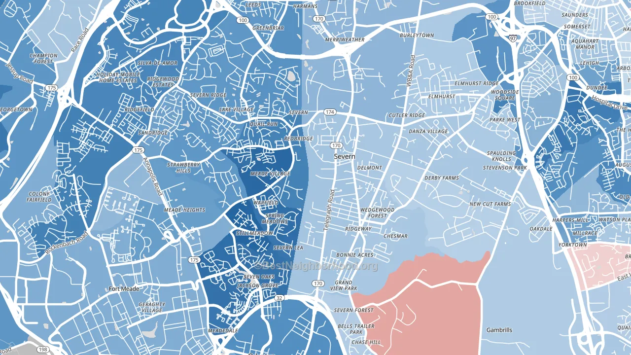 21144, MD block-group political-lean map
