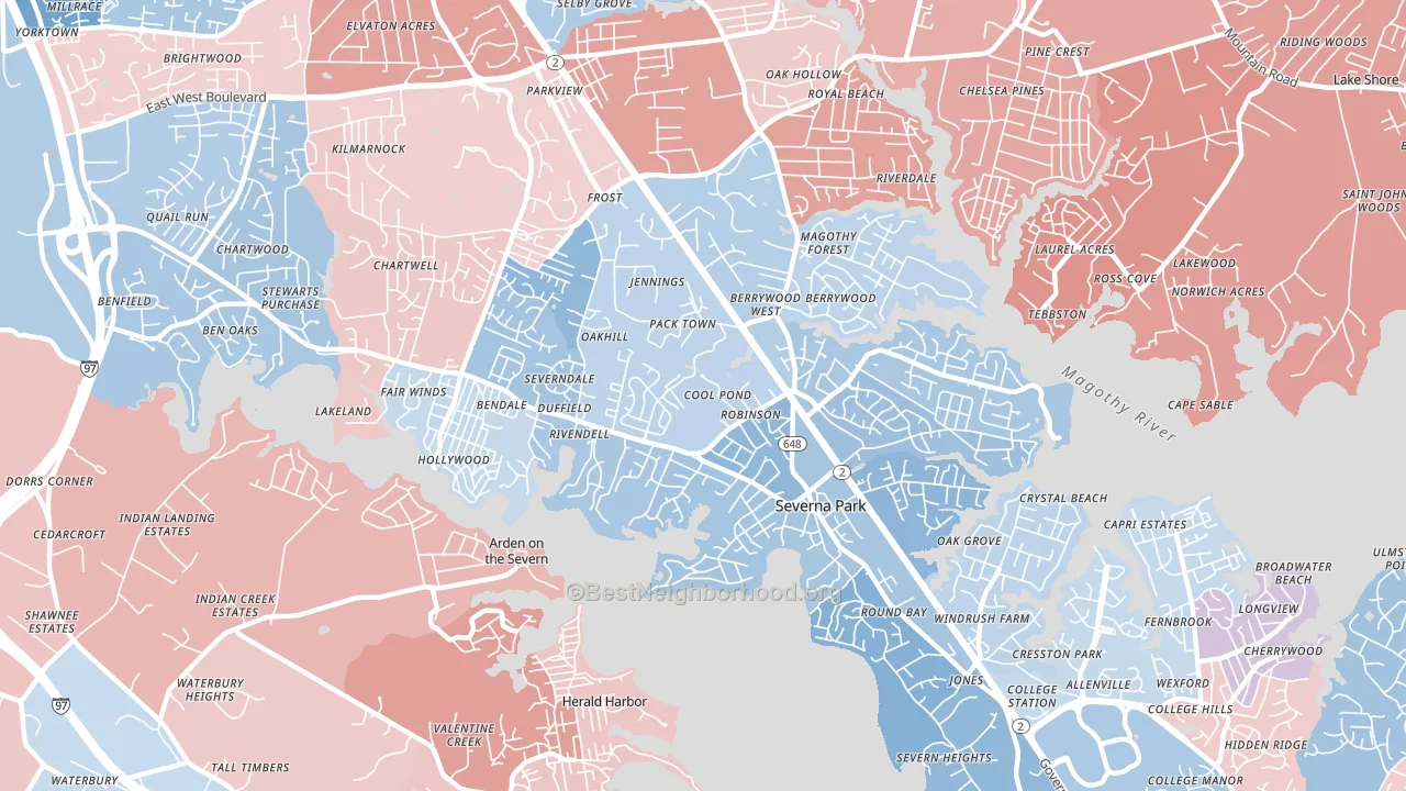 21146, MD block-group political-lean map