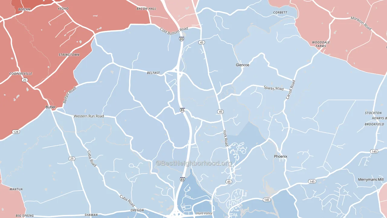 21152, MD block-group political-lean map