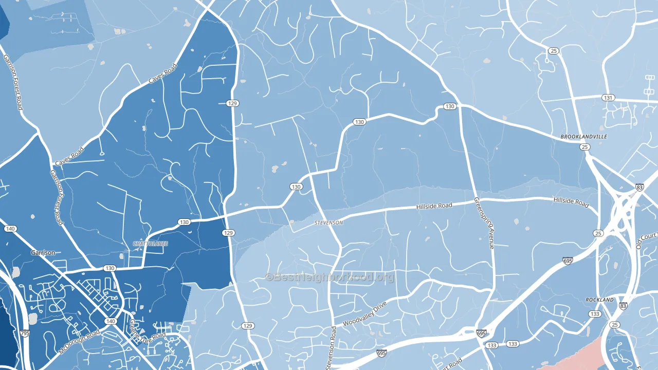 21153, MD block-group political-lean map