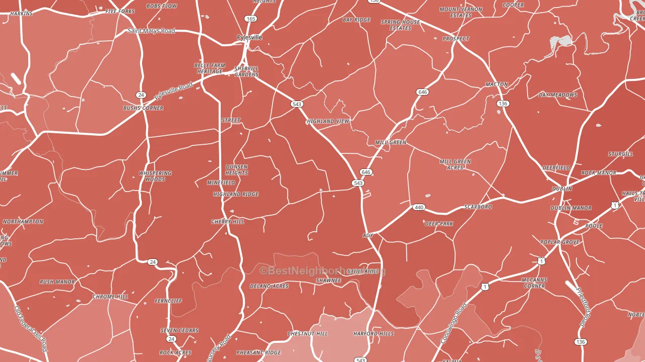 21154, MD block-group political-lean map
