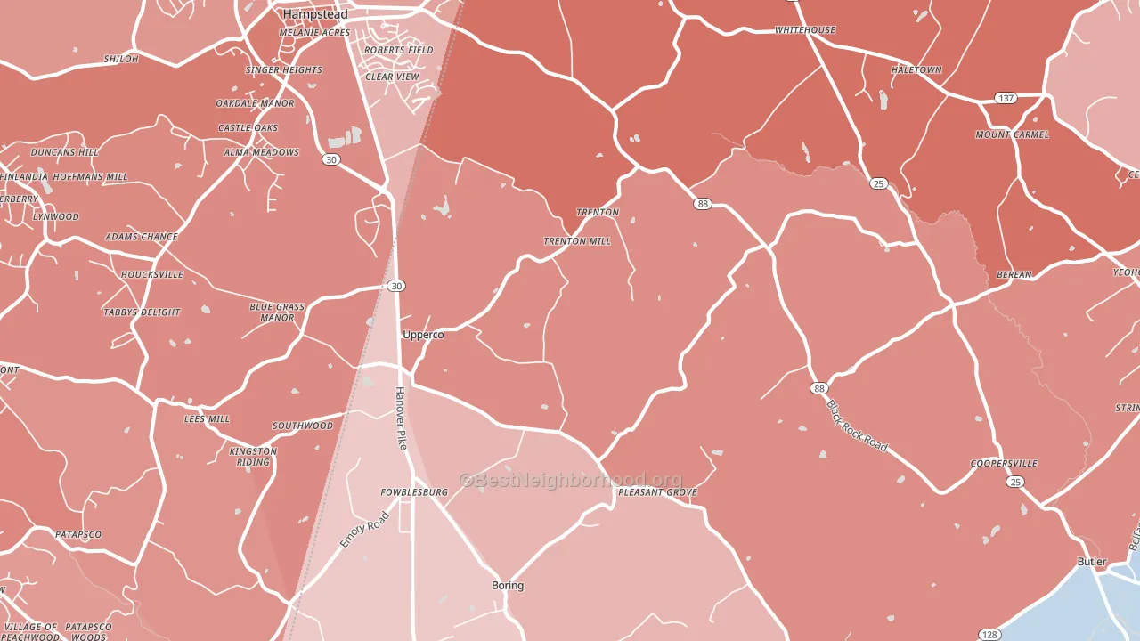 21155, MD block-group political-lean map