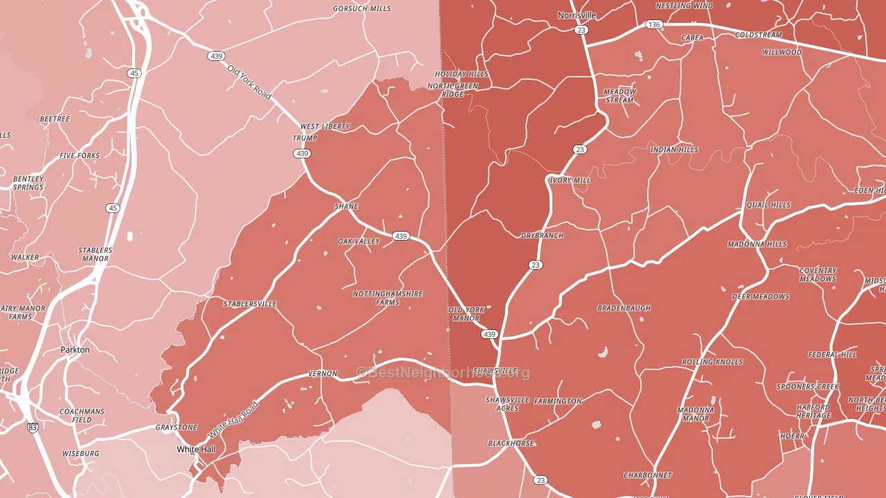 21161, MD block-group political-lean map
