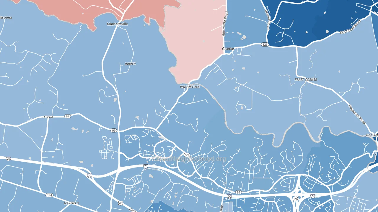 21163, MD block-group political-lean map
