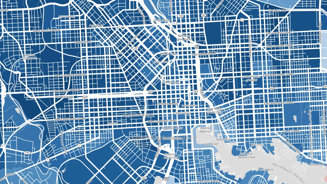 21201, MD block-group political-lean map