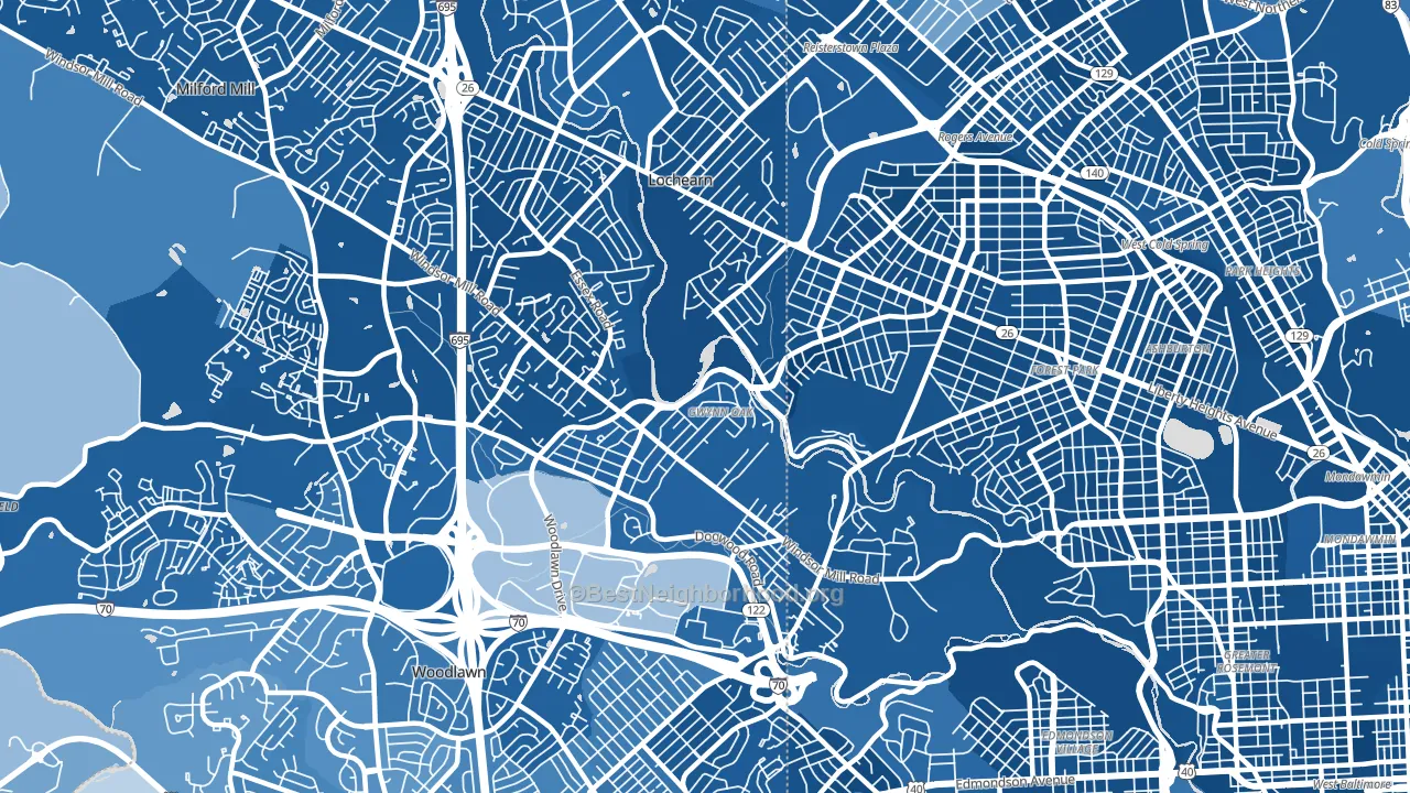 21207, MD block-group political-lean map