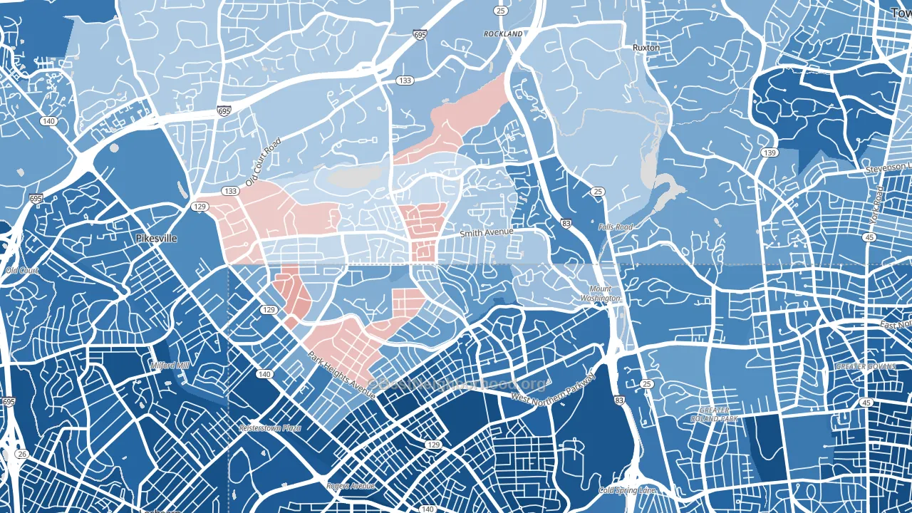 21209, MD block-group political-lean map