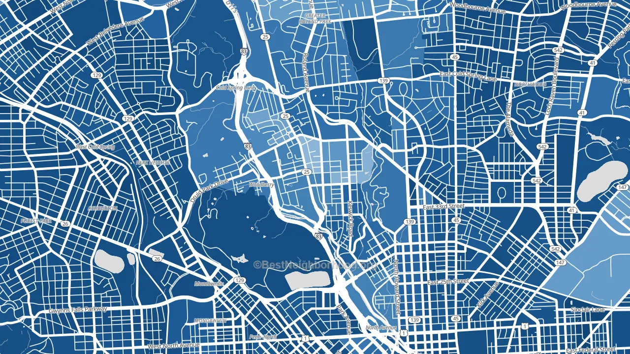 21211, MD block-group political-lean map