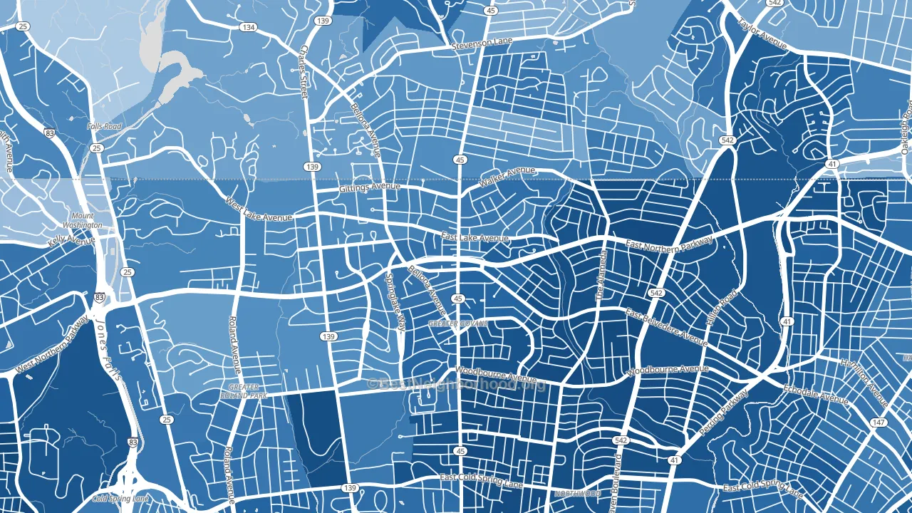 21212, MD block-group political-lean map