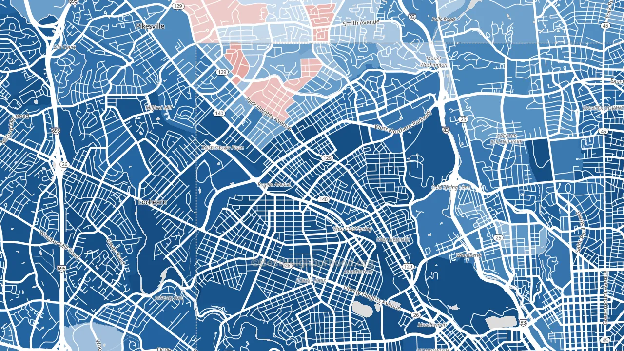 21215, MD block-group political-lean map