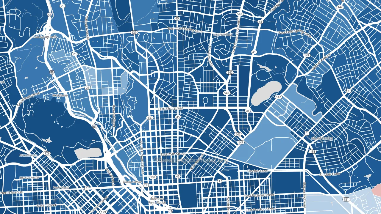 21218, MD block-group political-lean map