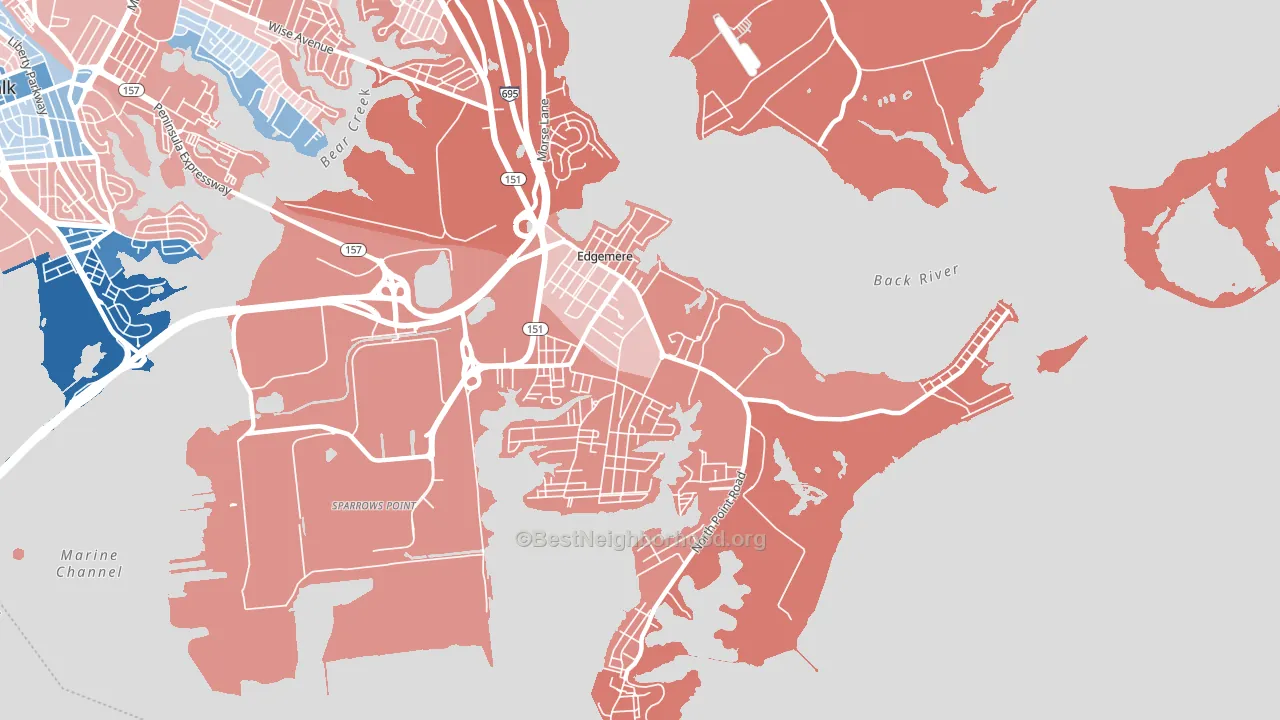 21219, MD block-group political-lean map