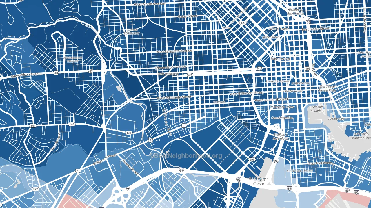 21223, MD block-group political-lean map