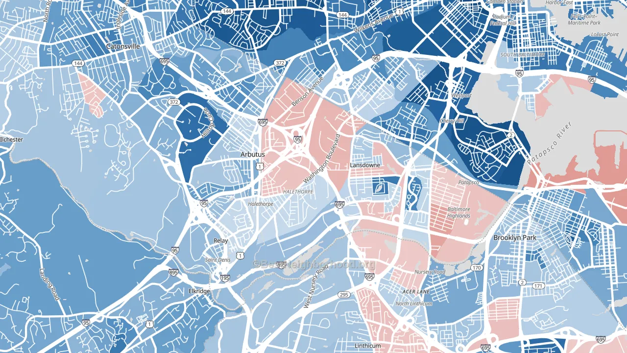 21227, MD block-group political-lean map