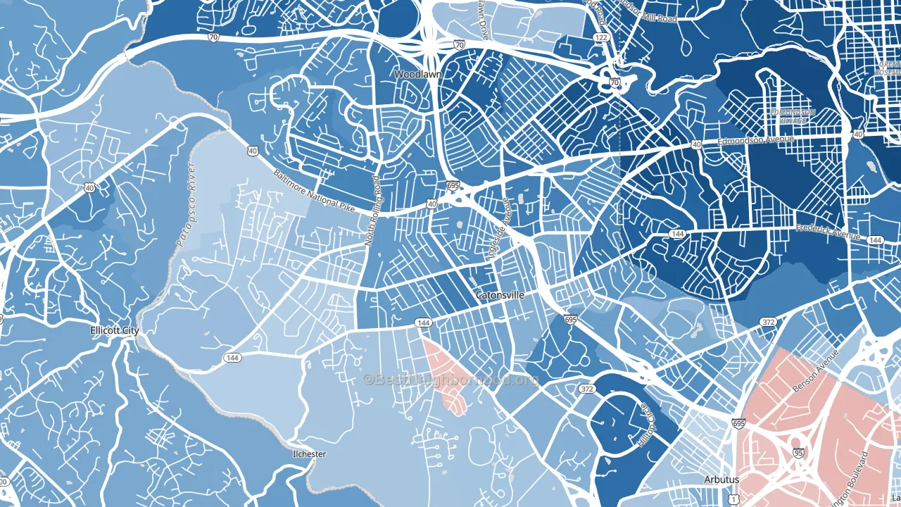 21228, MD block-group political-lean map