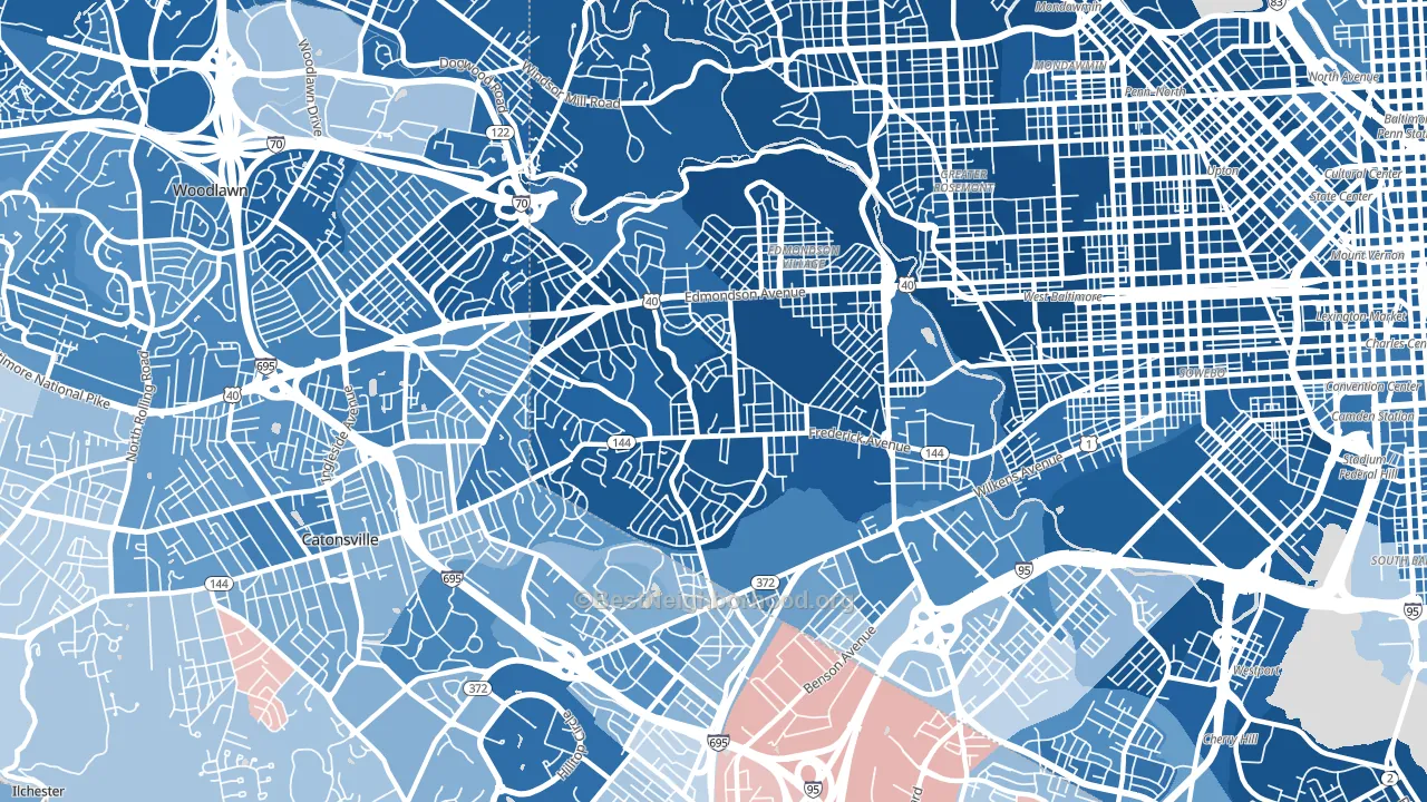 21229, MD block-group political-lean map