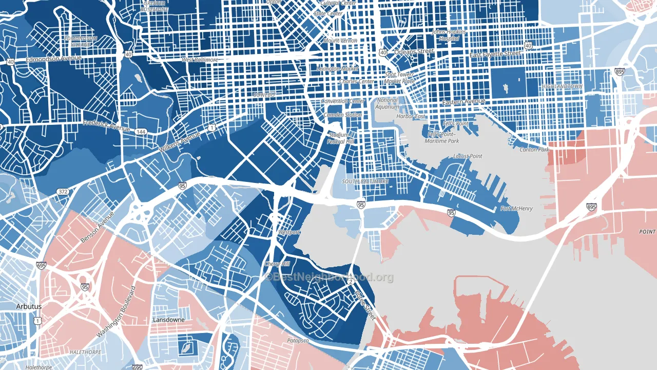 21230, MD block-group political-lean map