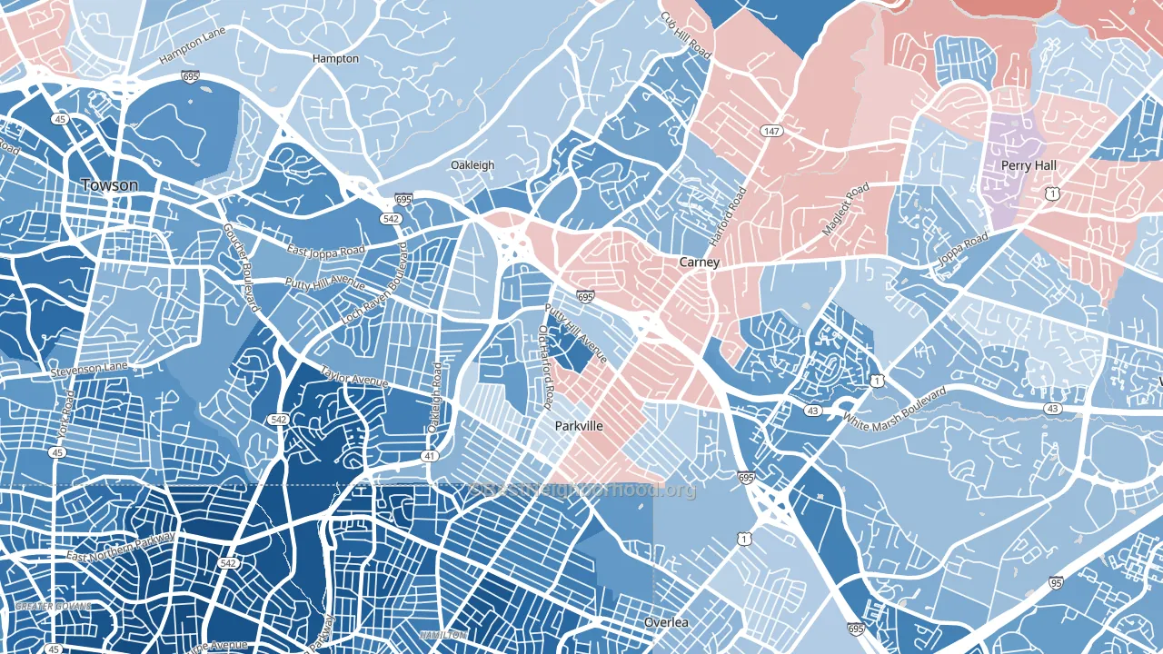 21234, MD block-group political-lean map
