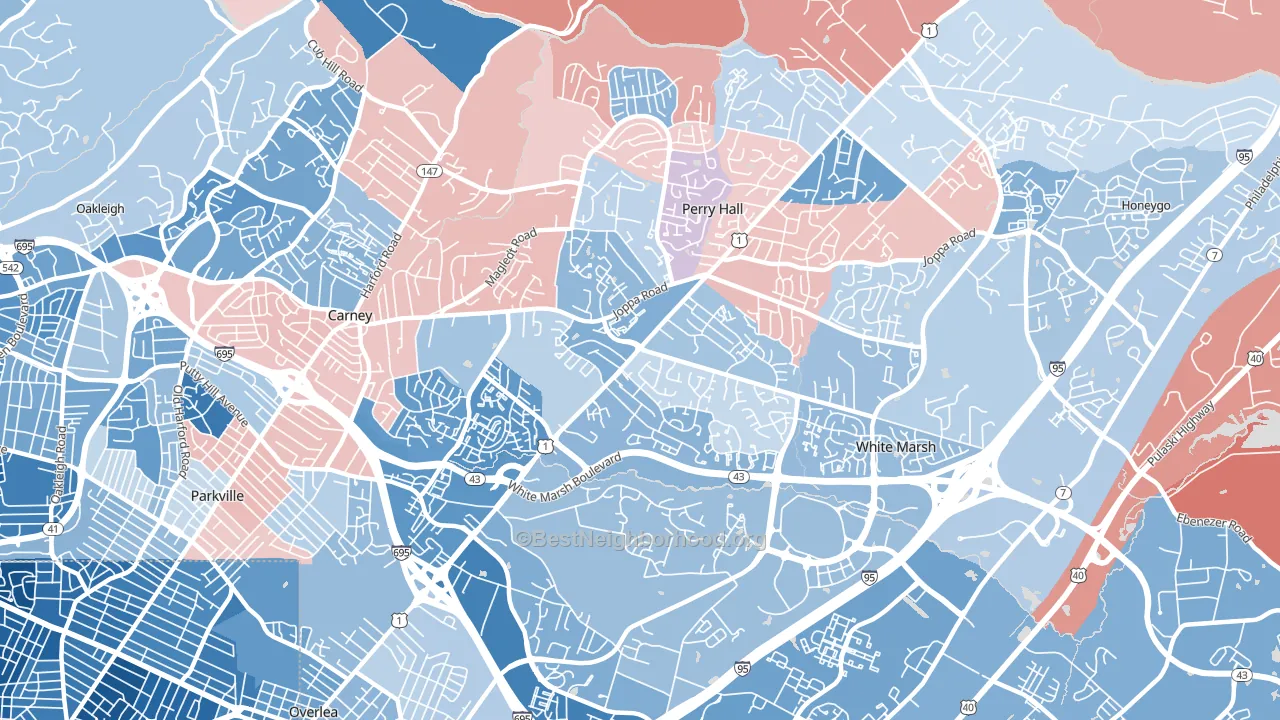21236, MD block-group political-lean map