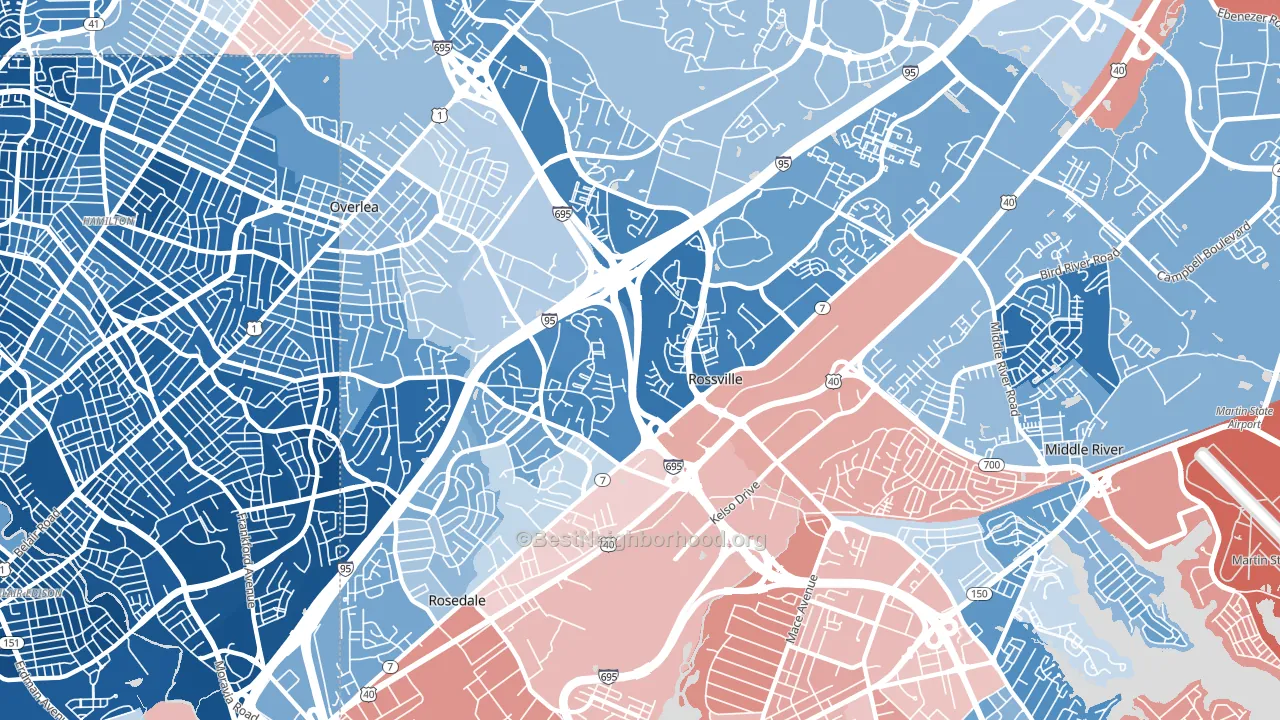 21237, MD block-group political-lean map