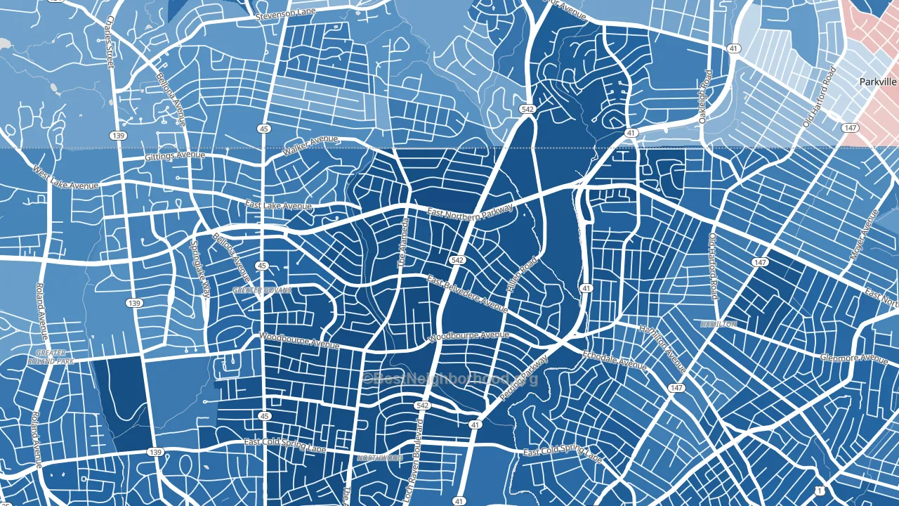21239, MD block-group political-lean map