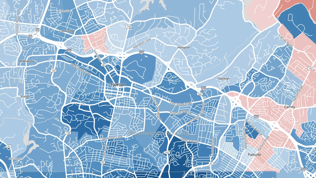 21286, MD block-group political-lean map