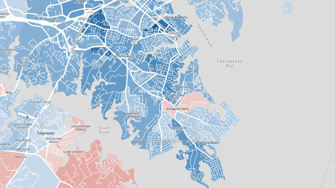 21403, MD block-group political-lean map