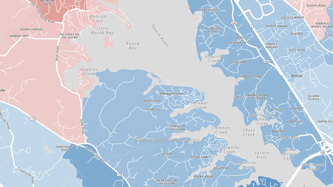 21405, MD block-group political-lean map
