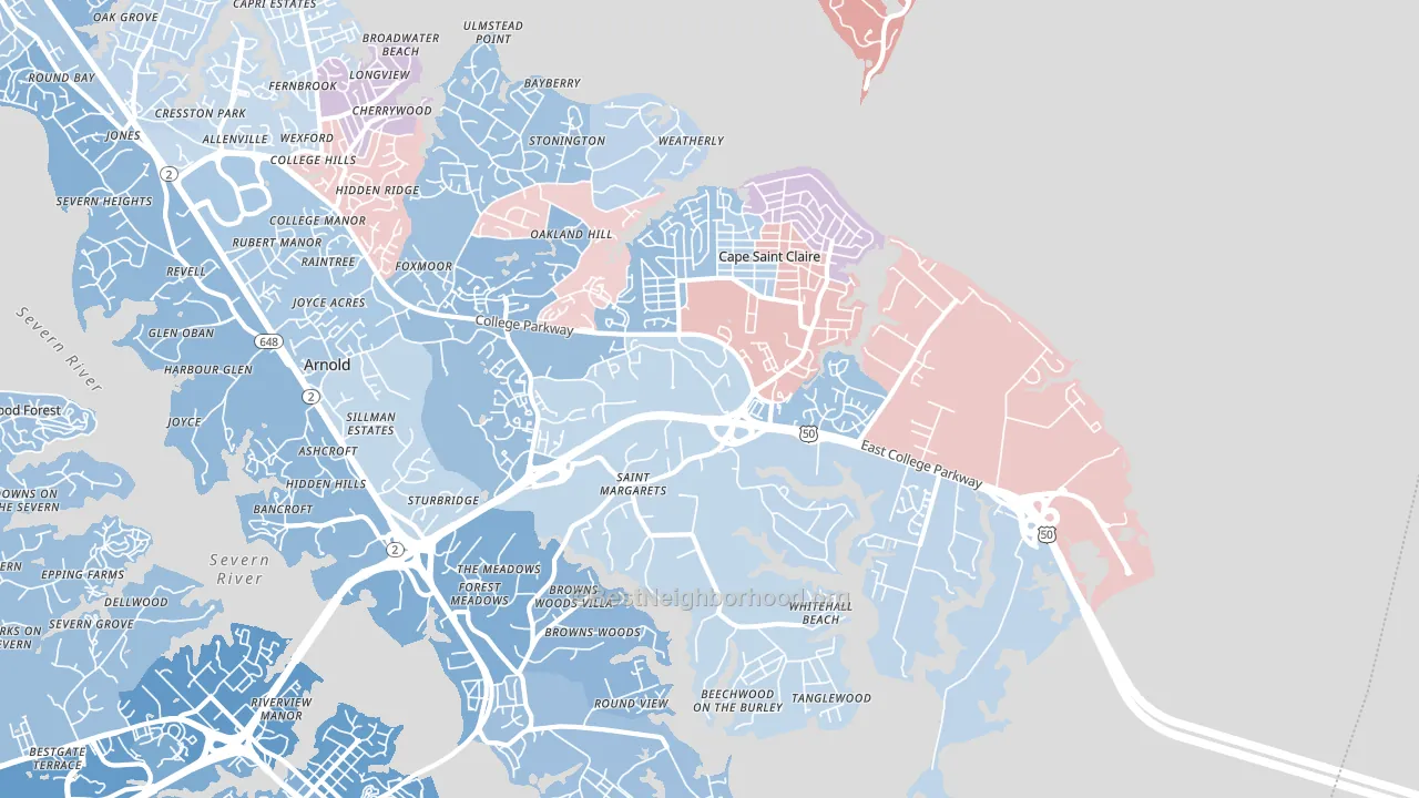 21409, MD block-group political-lean map