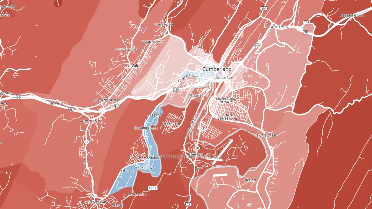 21502, MD block-group political-lean map