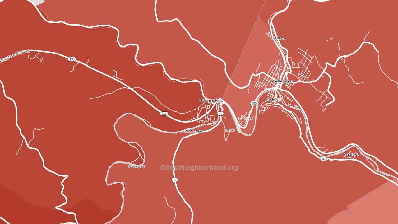 21523, MD block-group political-lean map