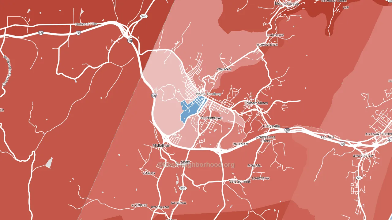21532, MD block-group political-lean map