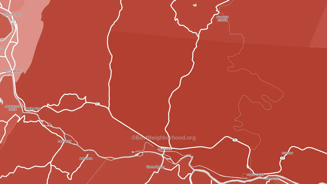 21555, MD block-group political-lean map