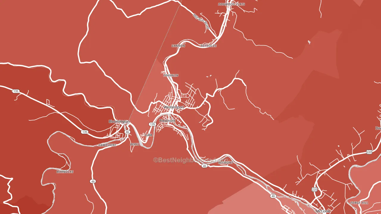 21562, MD block-group political-lean map