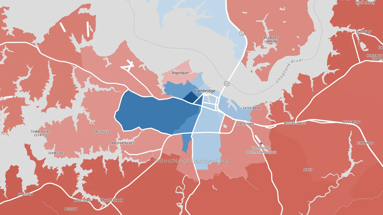 21613, MD block-group political-lean map