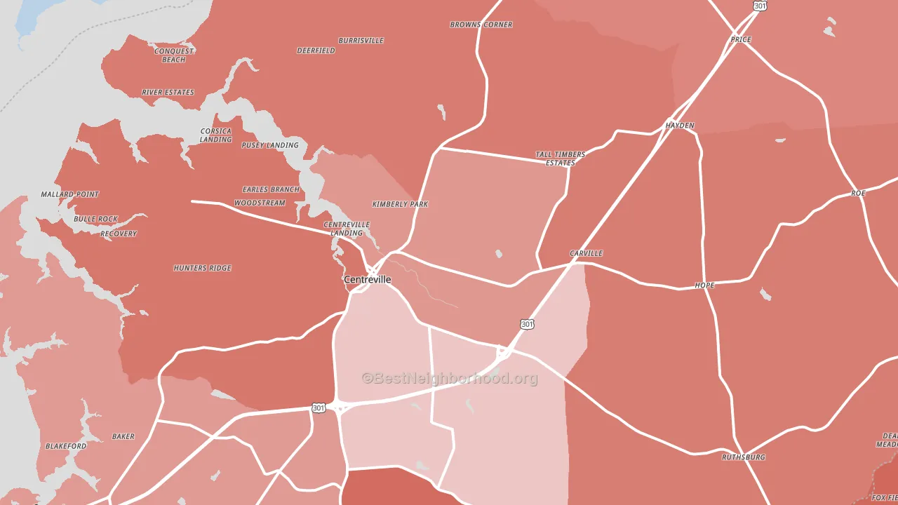 21617, MD block-group political-lean map