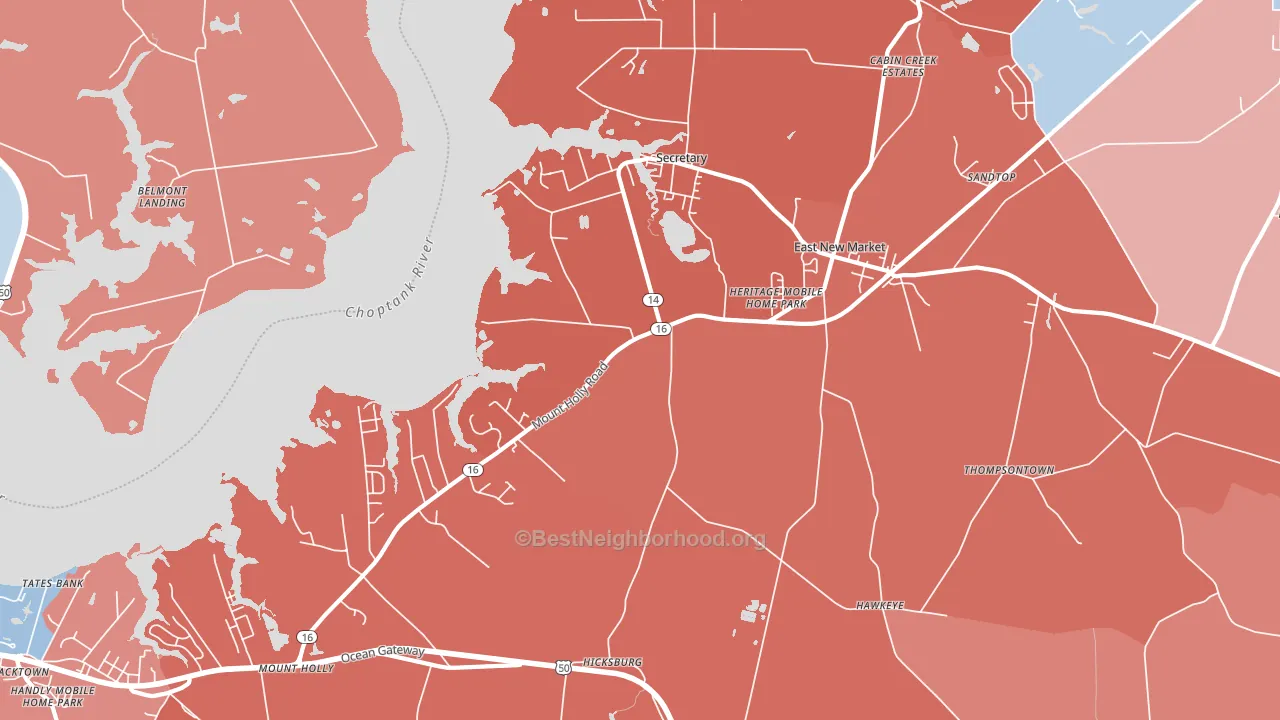 21631, MD block-group political-lean map