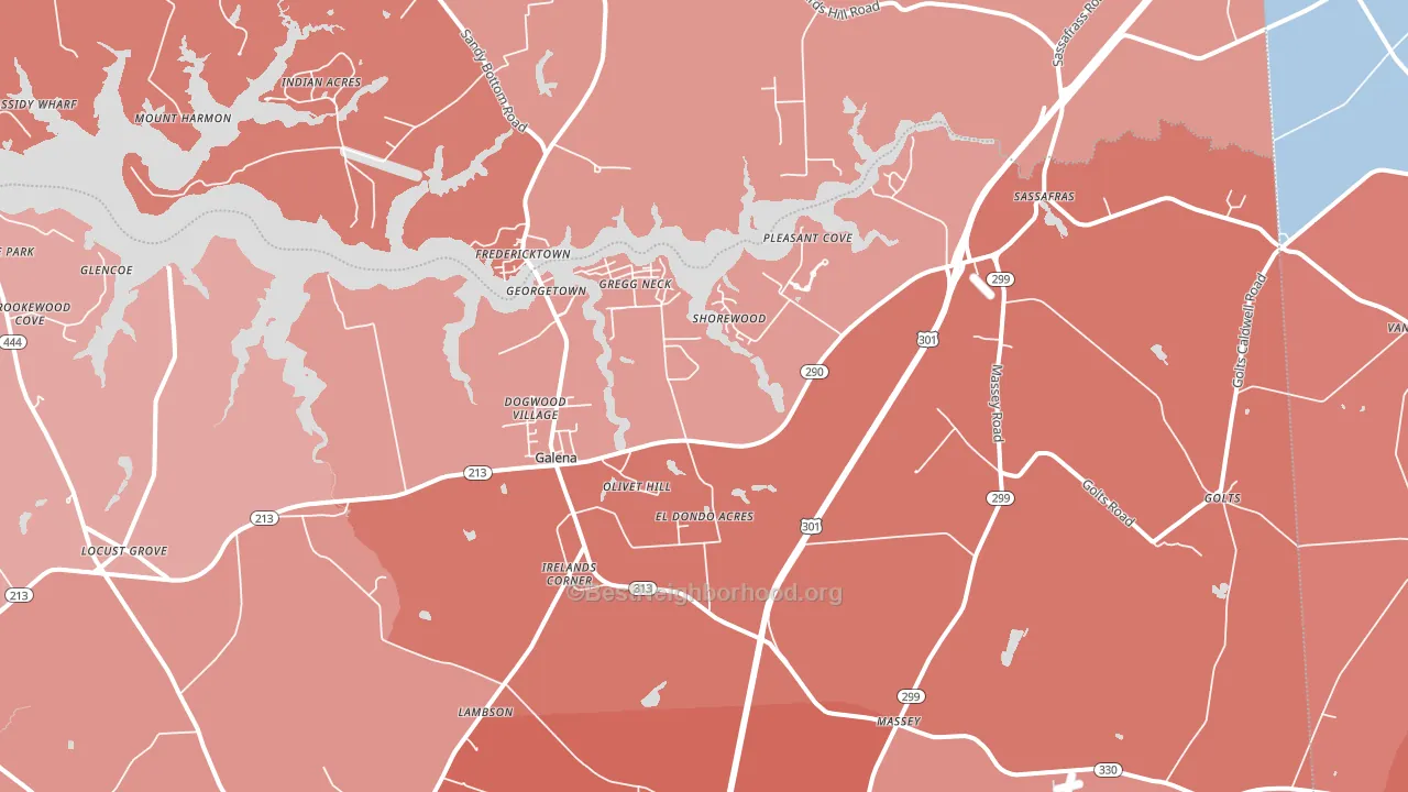 21635, MD block-group political-lean map